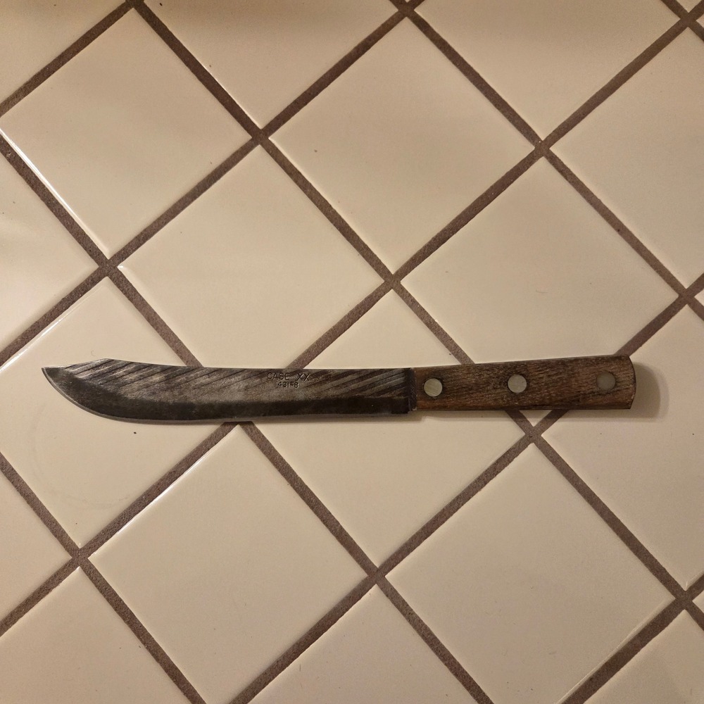 Vintage Case XX 431-8 Butcher Knife 8 Inch Carbon Steel Wood Handle USA Made